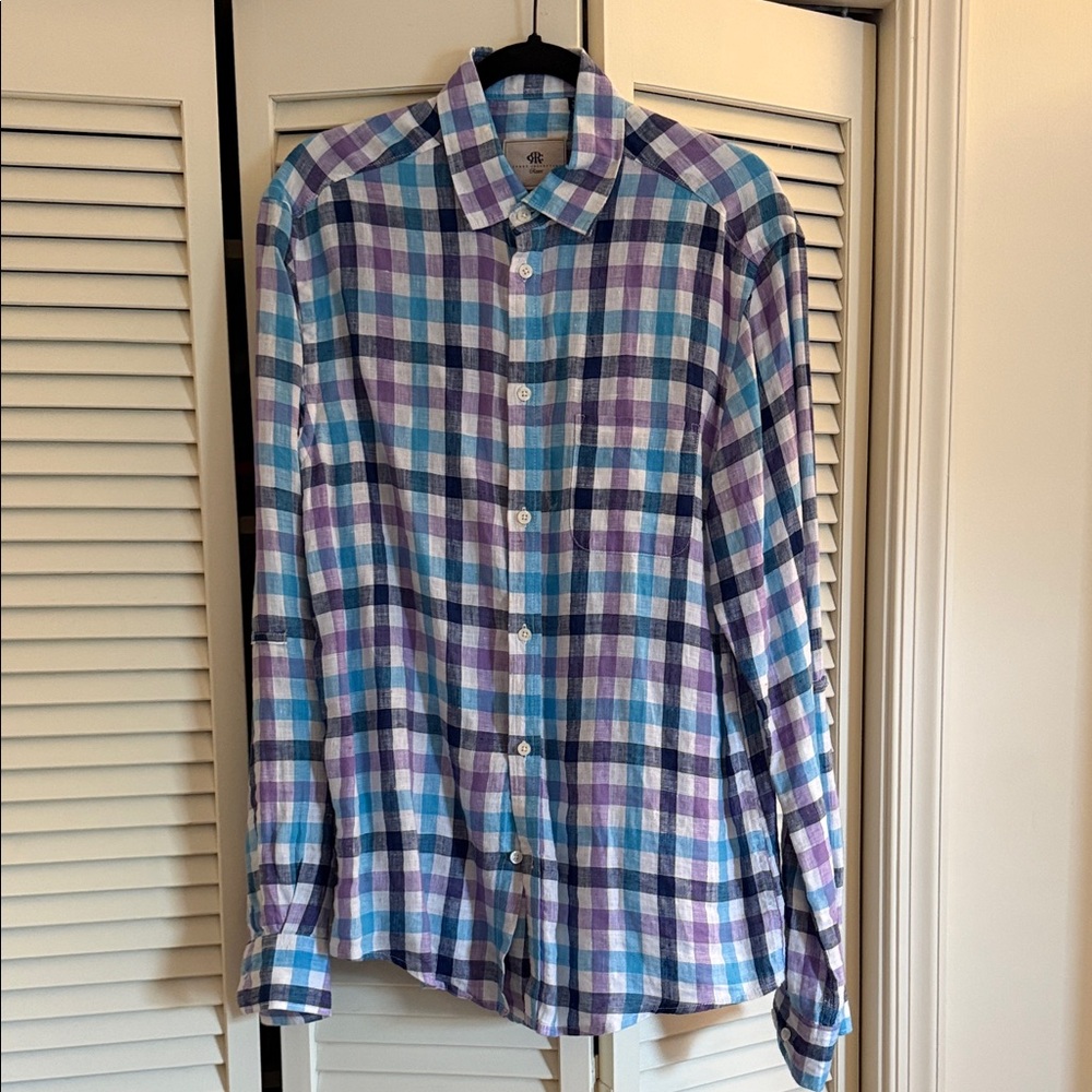 Report Collection Blue and Purple Plaid Shirt